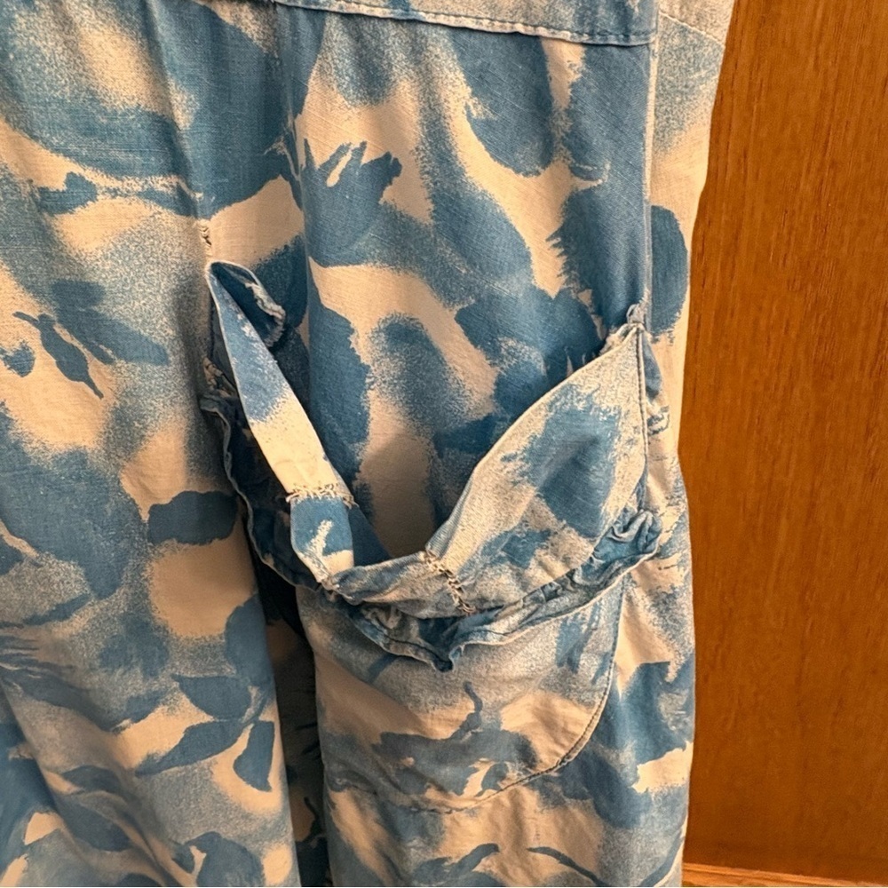 Vtg Ken Back Wrap House Coat Duster Dress Tie Behind Open Blue Floral Women’s S - Picture 5 of 6